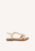 WHITE LEATHER SANDALS WITH BEAD EMBELLISHMENTS FOR GIRL AND BOY TICE