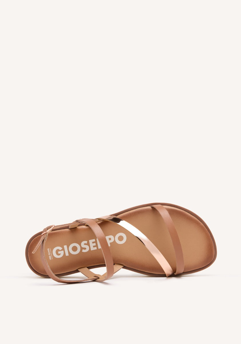 LEATHER SANDALS WITH LEATHER AND METALLIC STRAPS FOR WOMEN CARBIS