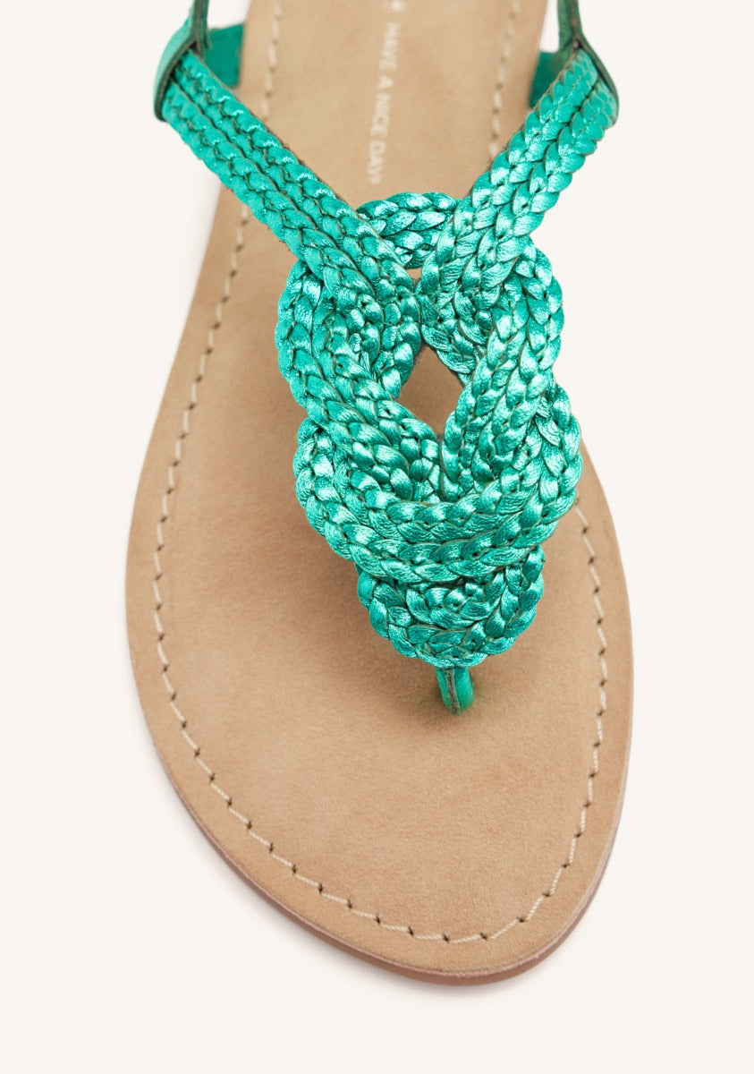 BRAIDED SHINY LEATHER SANDALS