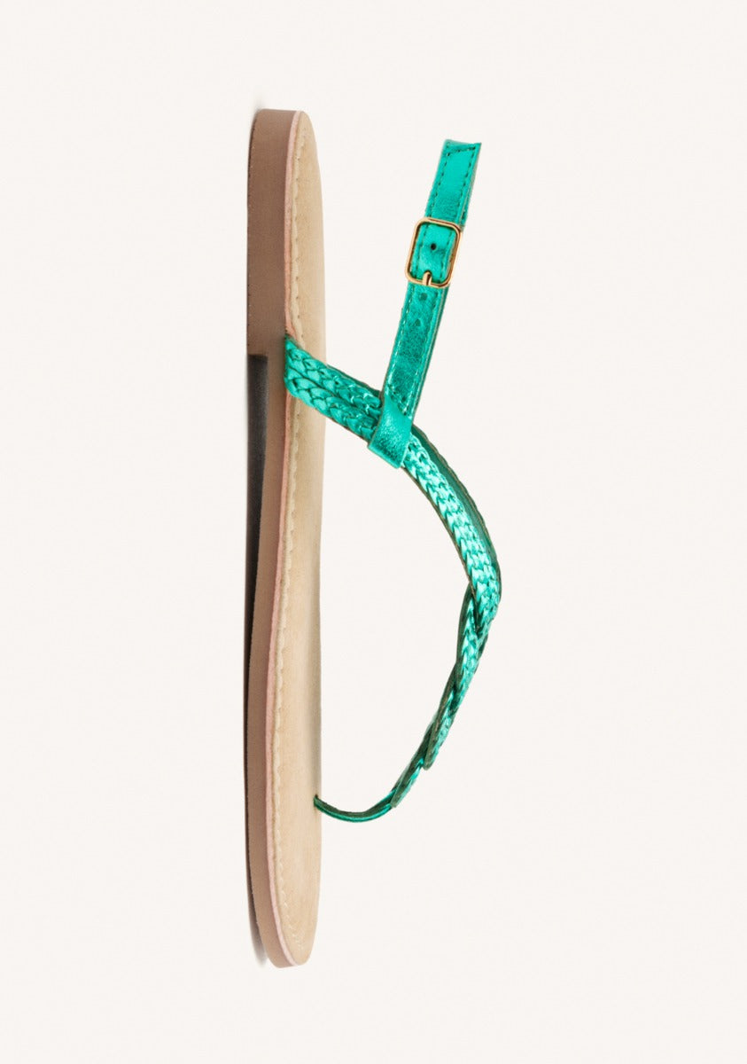 BRAIDED SHINY LEATHER SANDALS