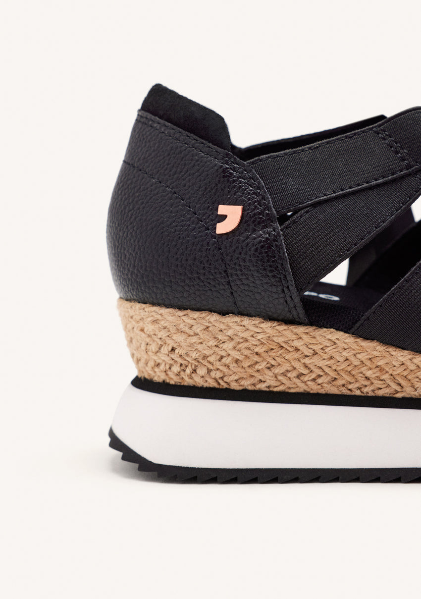 BLACK OPEN SNEAKERS ESPADRILLE TYPE WITH STRAPS FOR WOMEN MUIR