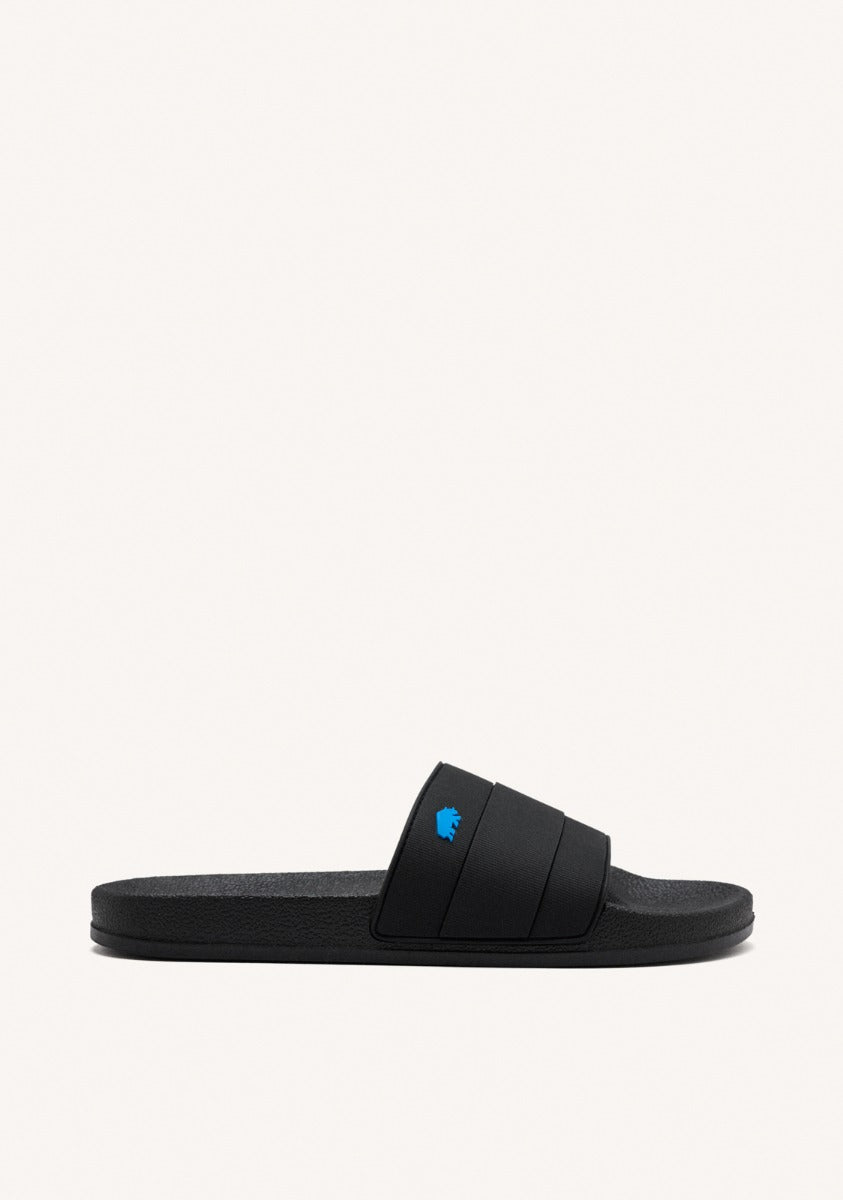 BLACK SLIPPERS WITH BLUE DETAIL FOR MEN BORGETTO