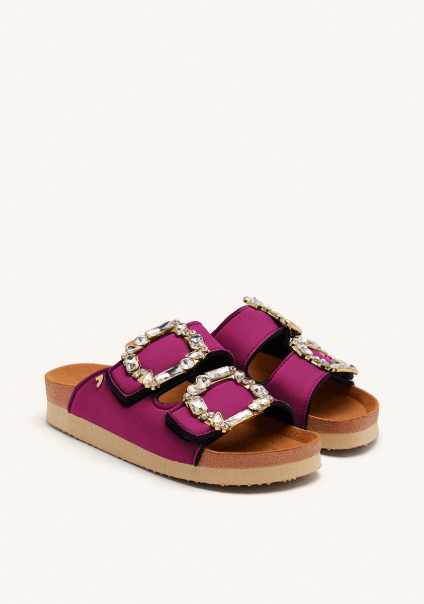 ADERKLAA WOMEN'S FUCHSIA BIO STYLE SANDALS WITH JEWEL EMBELLISHMENT