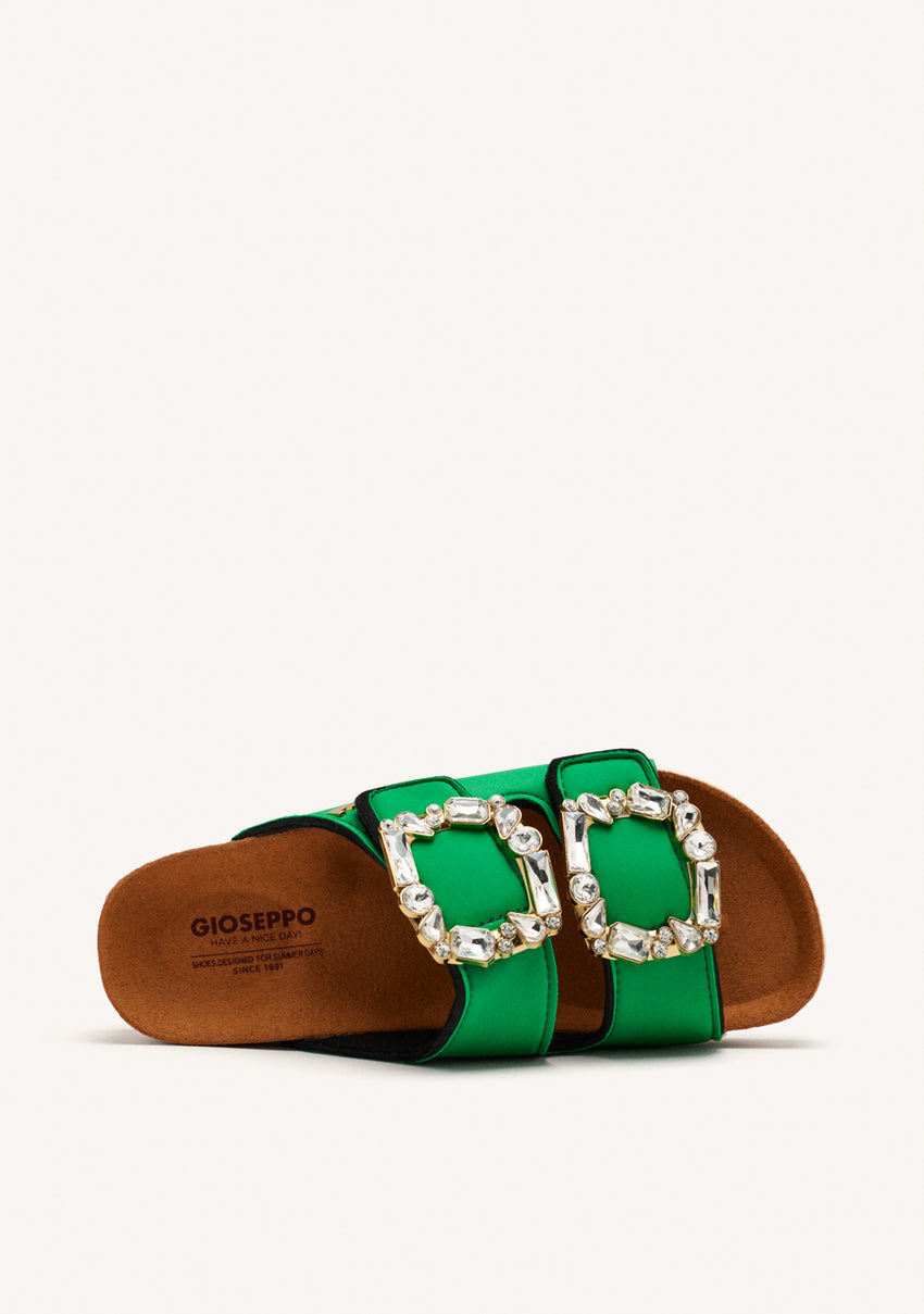 ADERKLAA WOMEN'S GREEN BIO STYLE SANDALS WITH JEWEL EMBELLISHMENT