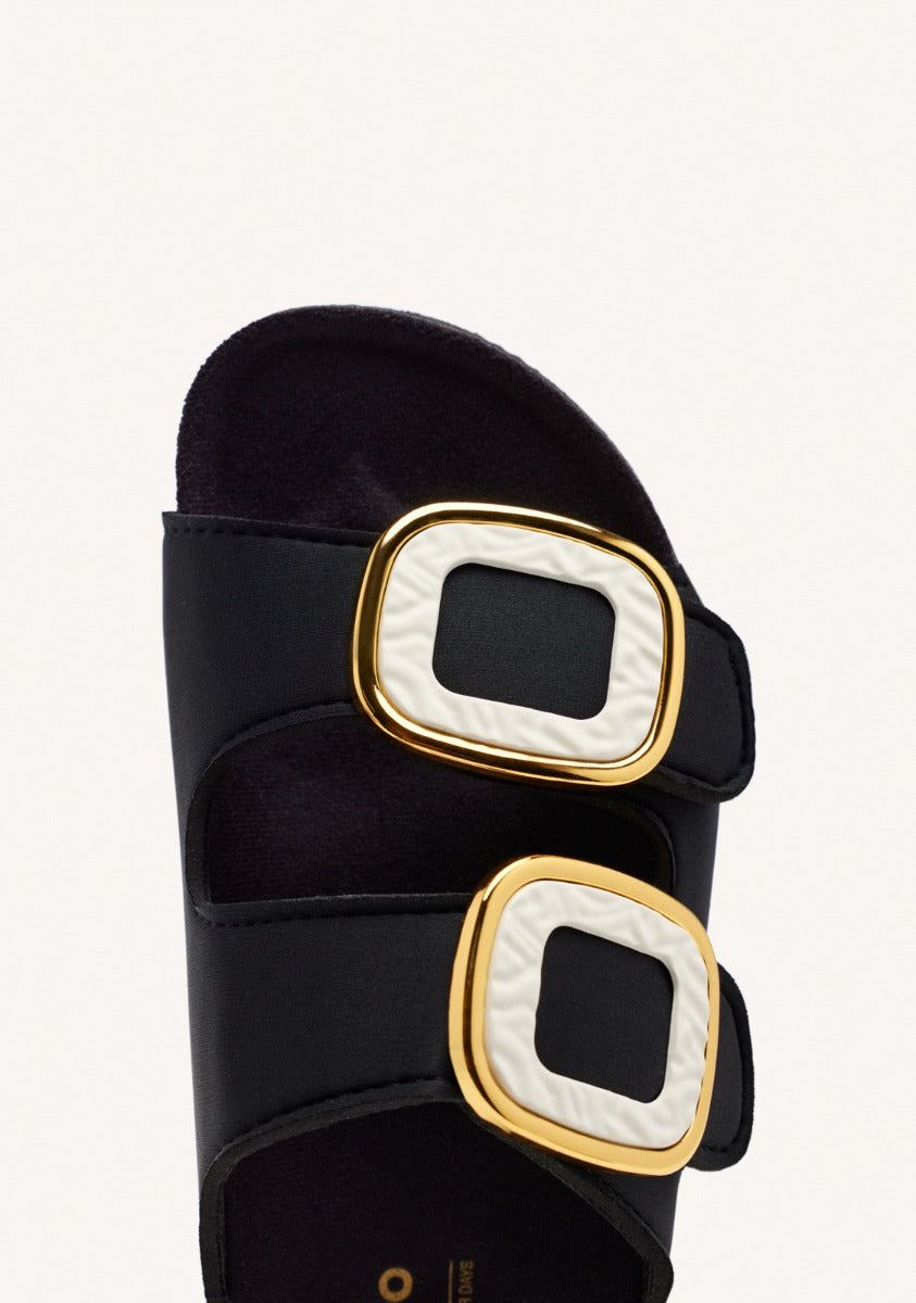 BUDAORS WOMEN'S OFF WHITE JEWEL EMBELLISHED BIO STYLE SANDALS