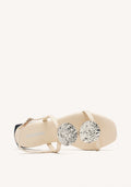 OFF WHITE LEATHER SANDALS WITH METALLIC TRIM FOR WOMEN TROFA