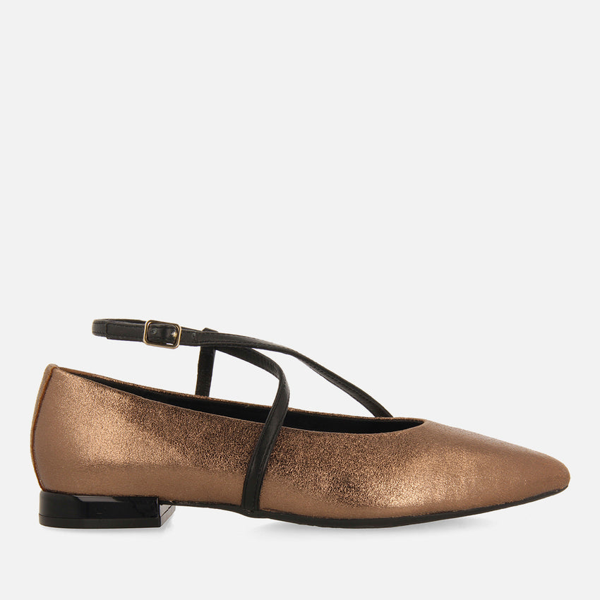 METALLIC LEATHER BALLET FLATS TURKEVE