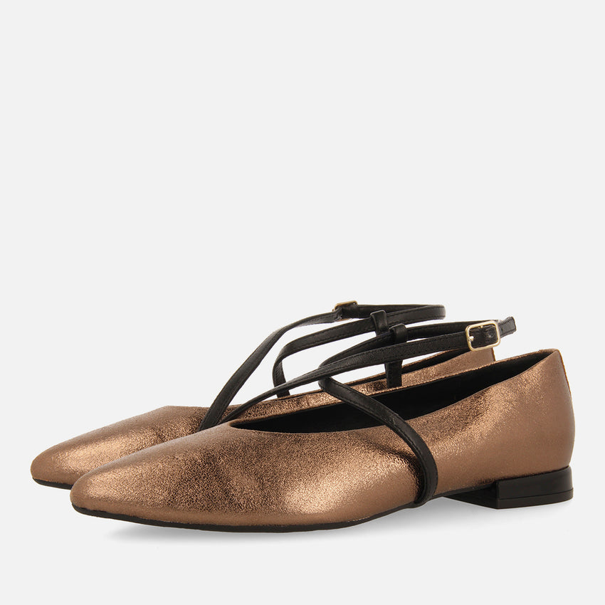 METALLIC LEATHER BALLET FLATS TURKEVE