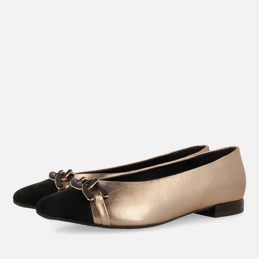 METALLIC LEATHER BALLET FLATS DAVINDE