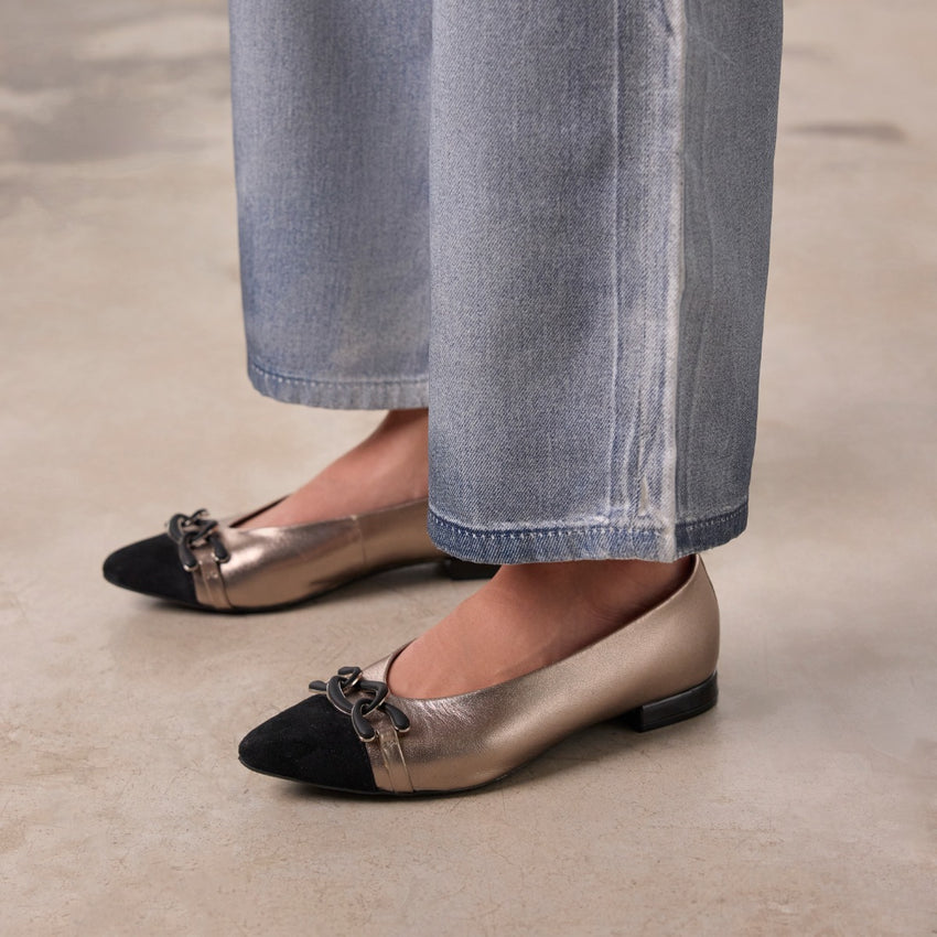METALLIC LEATHER BALLET FLATS DAVINDE