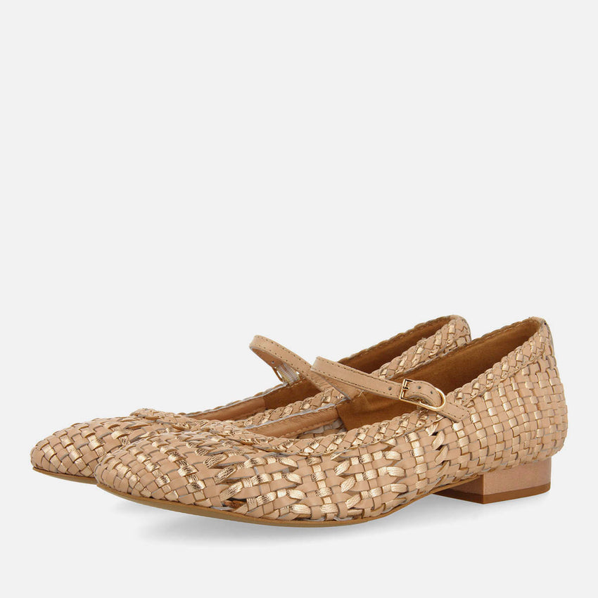 BALLET FLATS MARY JANES BRAIDED LEATHER SKALICA