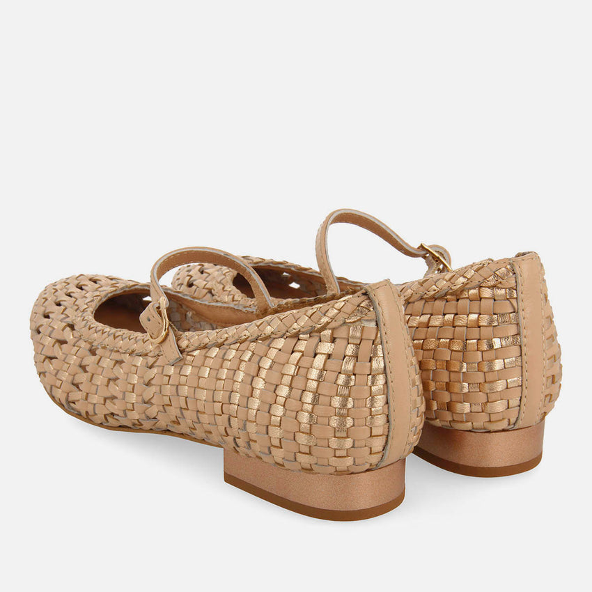 BALLET FLATS MARY JANES BRAIDED LEATHER SKALICA
