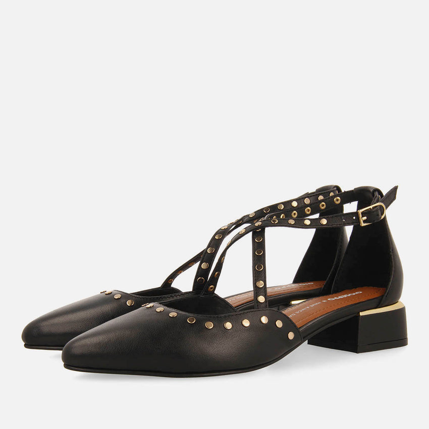 FLATS WITH STUDDED LOW HEEL LEATHER HOLBAEK