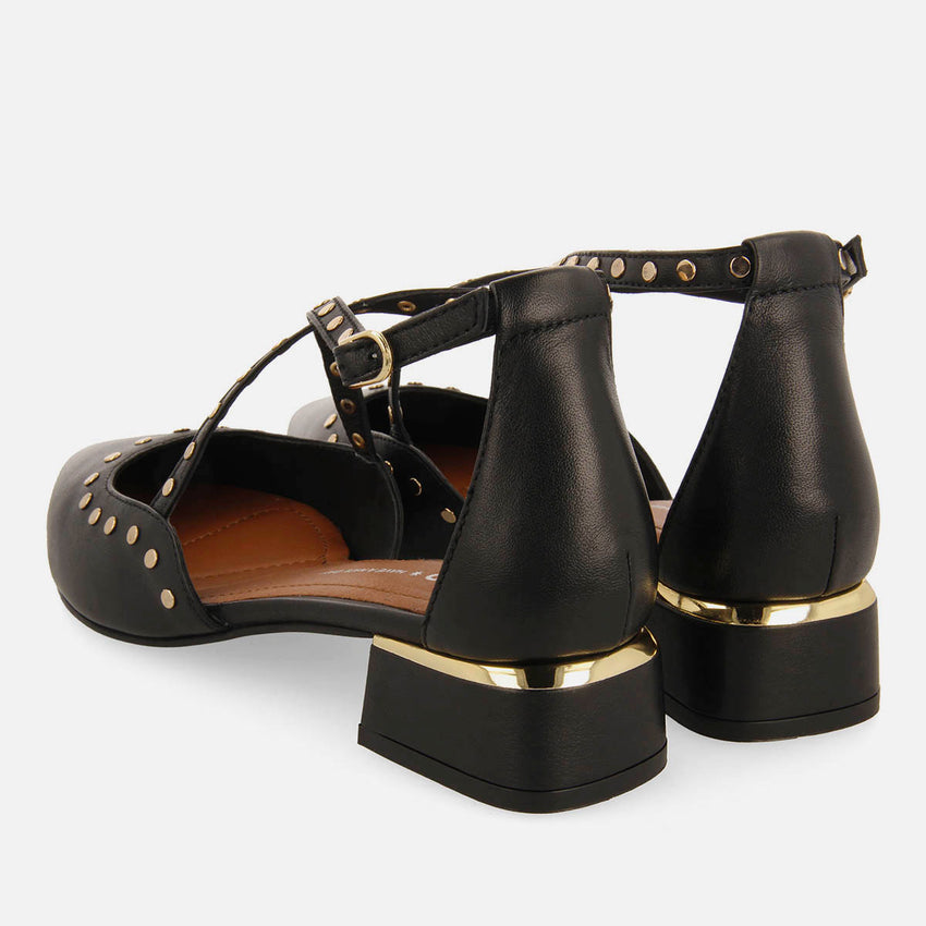 FLATS WITH STUDDED LOW HEEL LEATHER HOLBAEK