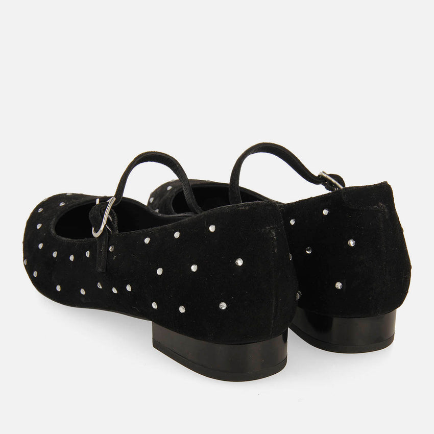DANCER FLATS IN LEATHER WITH STRASS MANHEIM