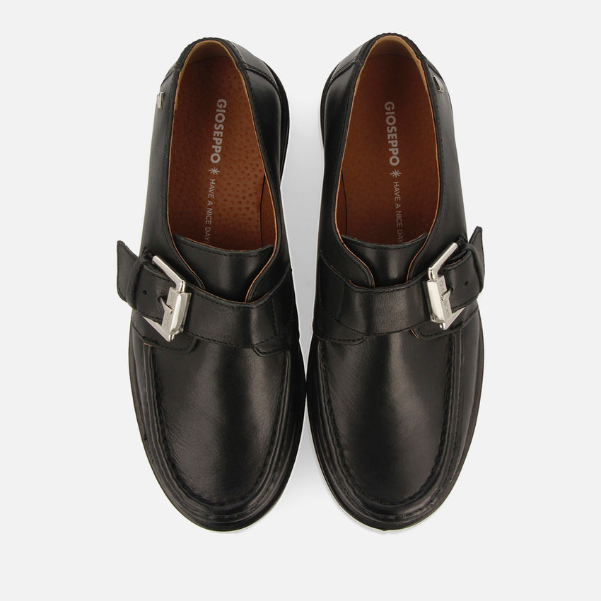 LEATHER BUCKLE MOCCASINS KISKORE