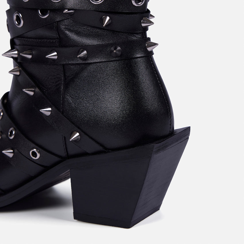 LEATHER HEELED BOOTS STUDS - ROSETTA BY MARÍA ESCOTÉ