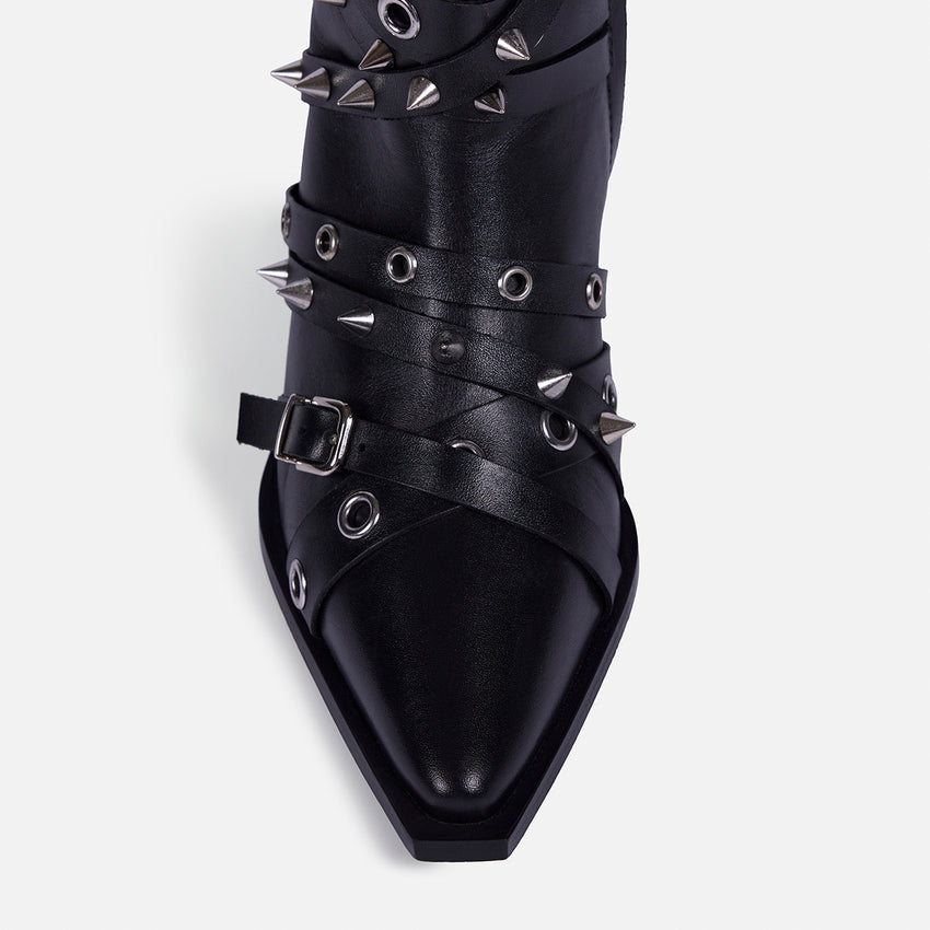 LEATHER HEELED BOOTS STUDS - ROSETTA BY MARÍA ESCOTÉ