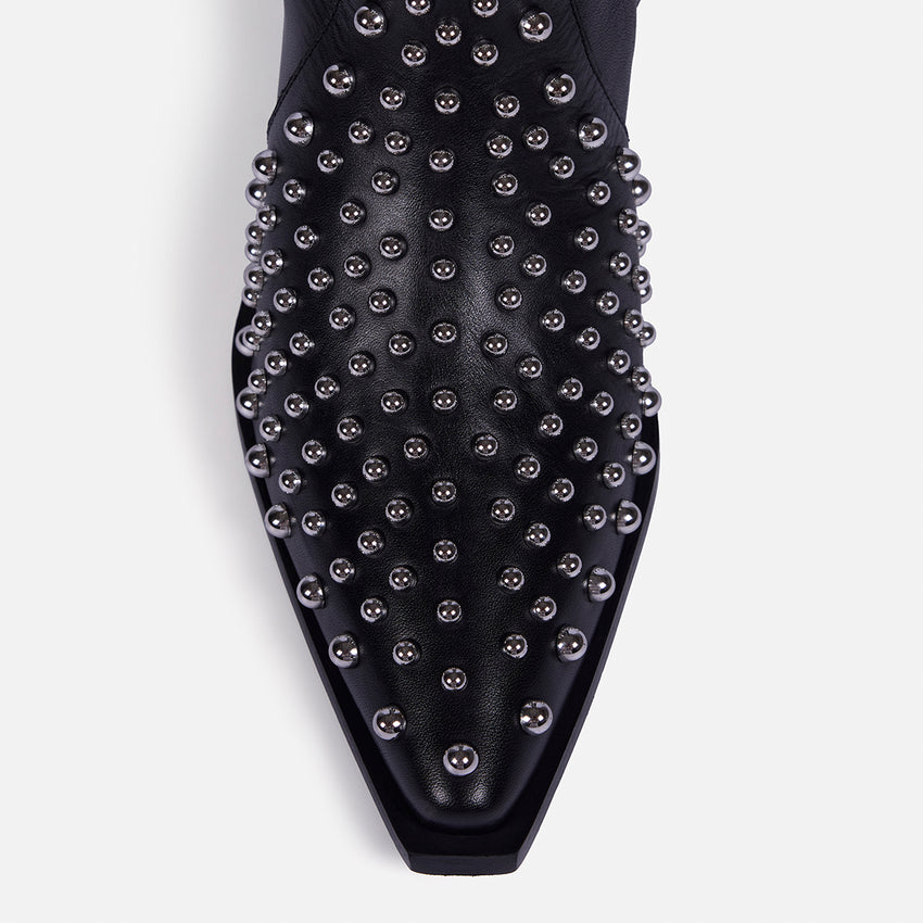 LEATHER HEELED BOOTS STUDS AND FRINGES - ARETHA BY MARÍA ESCOTÉ