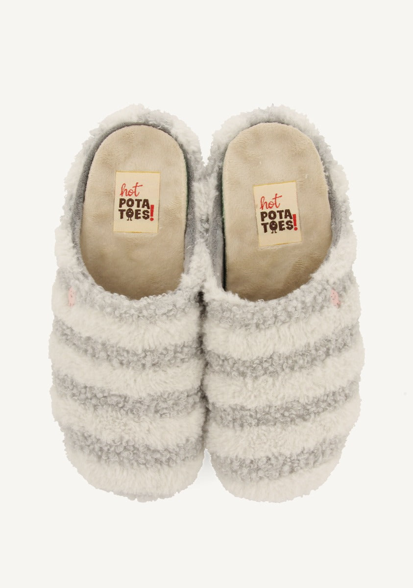 STRIPED FUR SLIPPERS SKARUP