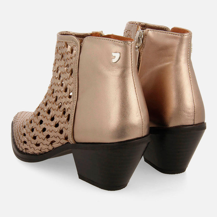 COWBOY BRAIDED HEEL LEATHER BOOTIES CRAWFORD