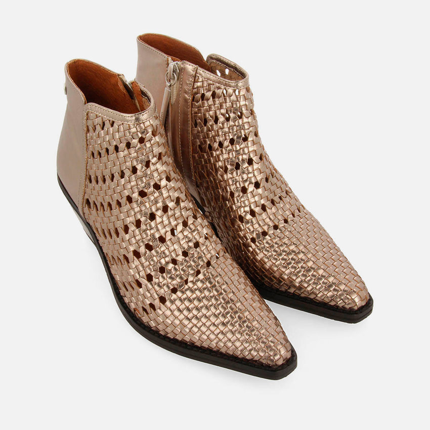 COWBOY BRAIDED HEEL LEATHER BOOTIES CRAWFORD