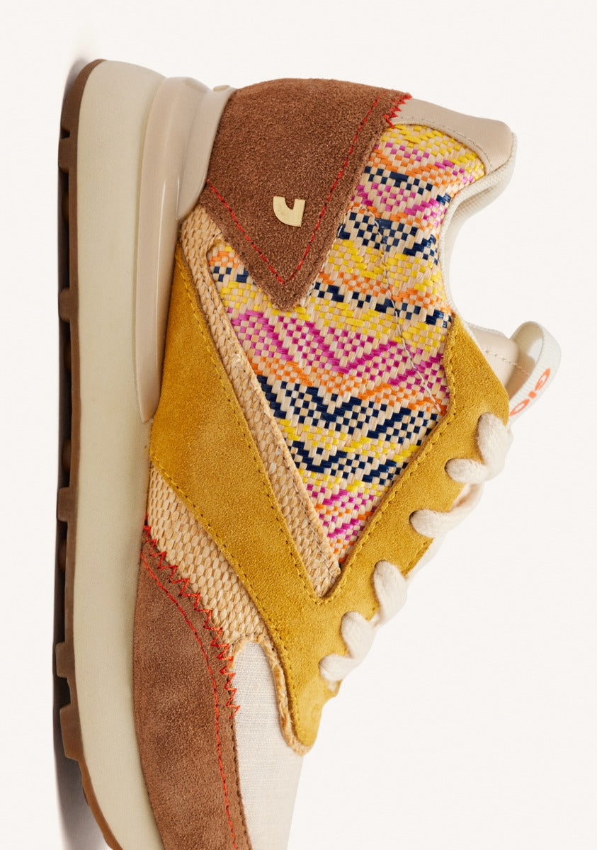 RAFFIA PRINT WEDGE LEATHER SNEAKERS MORRILL