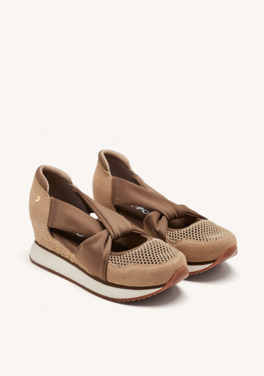 OPEN LEATHER WEDGE RAFFIA SNEAKERS DARLINGTON