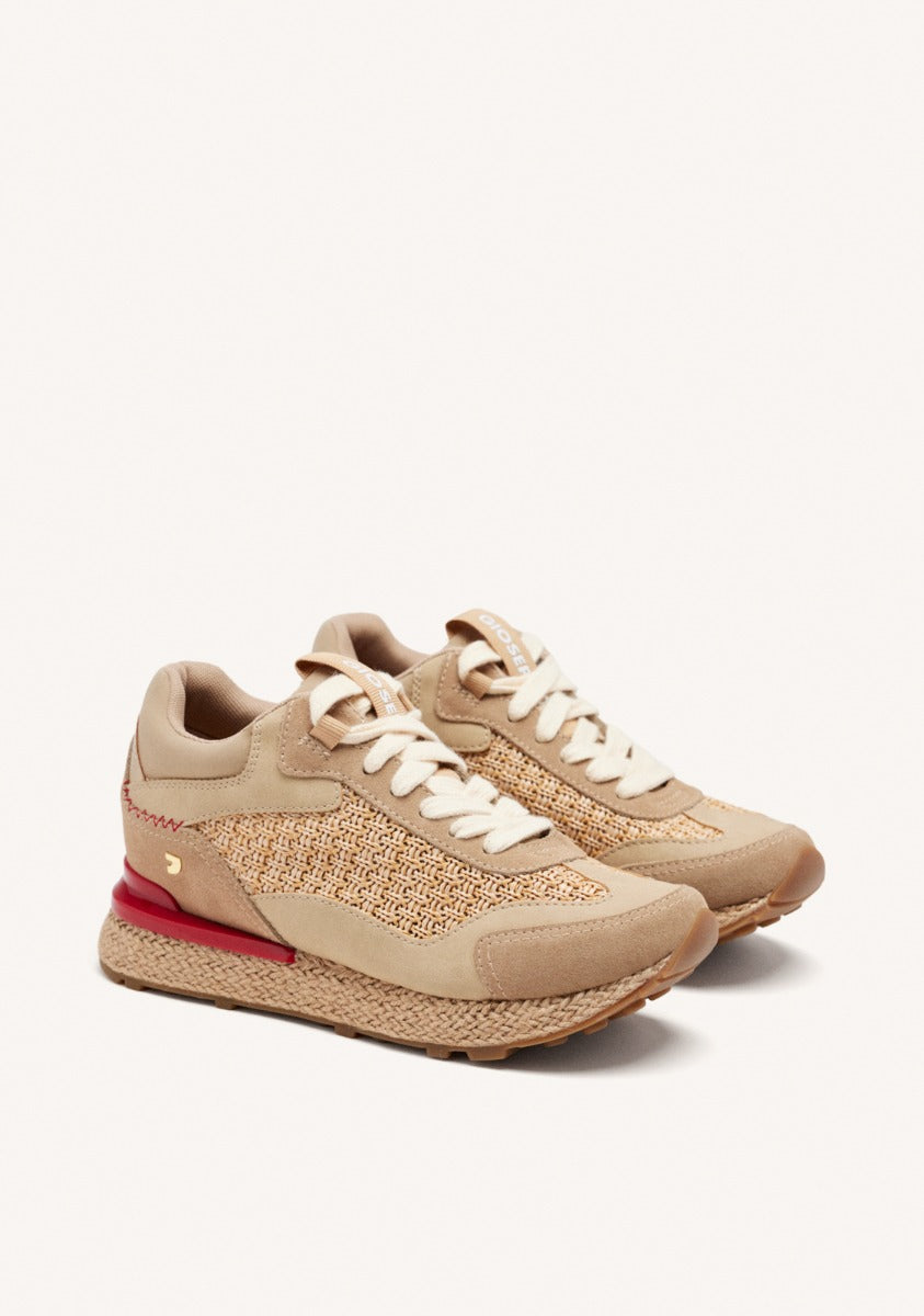 RAFFIA WEDGE LEATHER SNEAKERS HARDING
