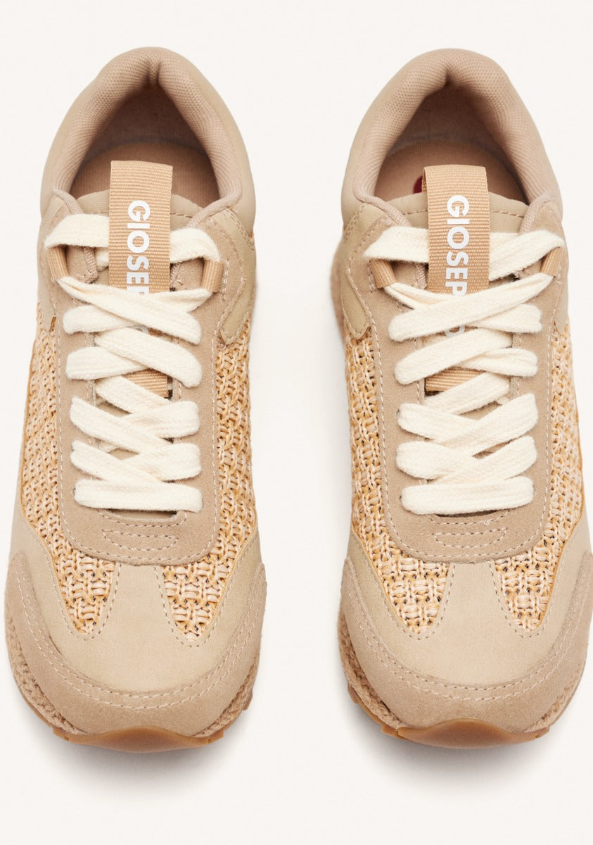 RAFFIA WEDGE LEATHER SNEAKERS HARDING