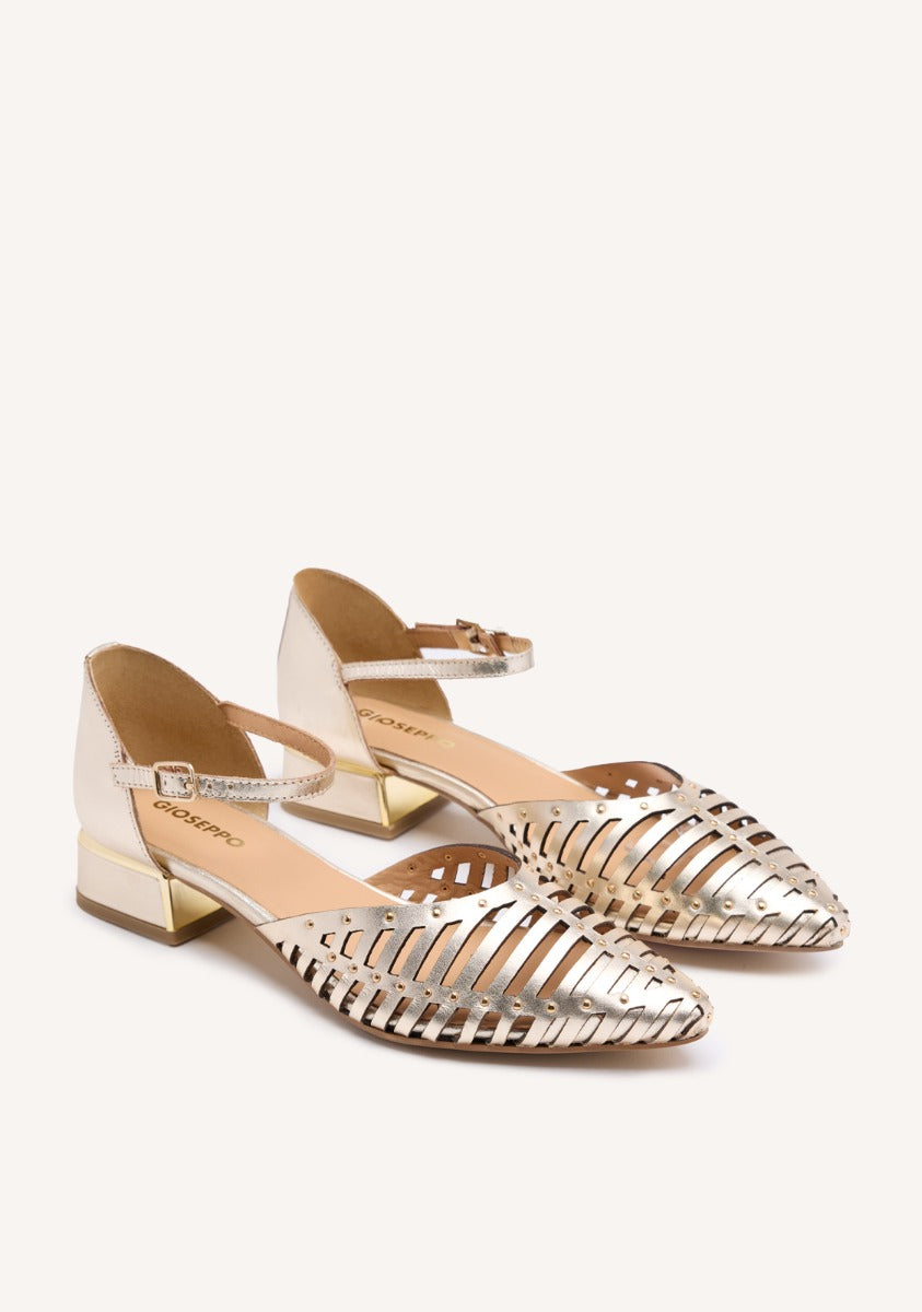 LEATHER HEEL STRAPPY BALLET FLATS FLETCHER
