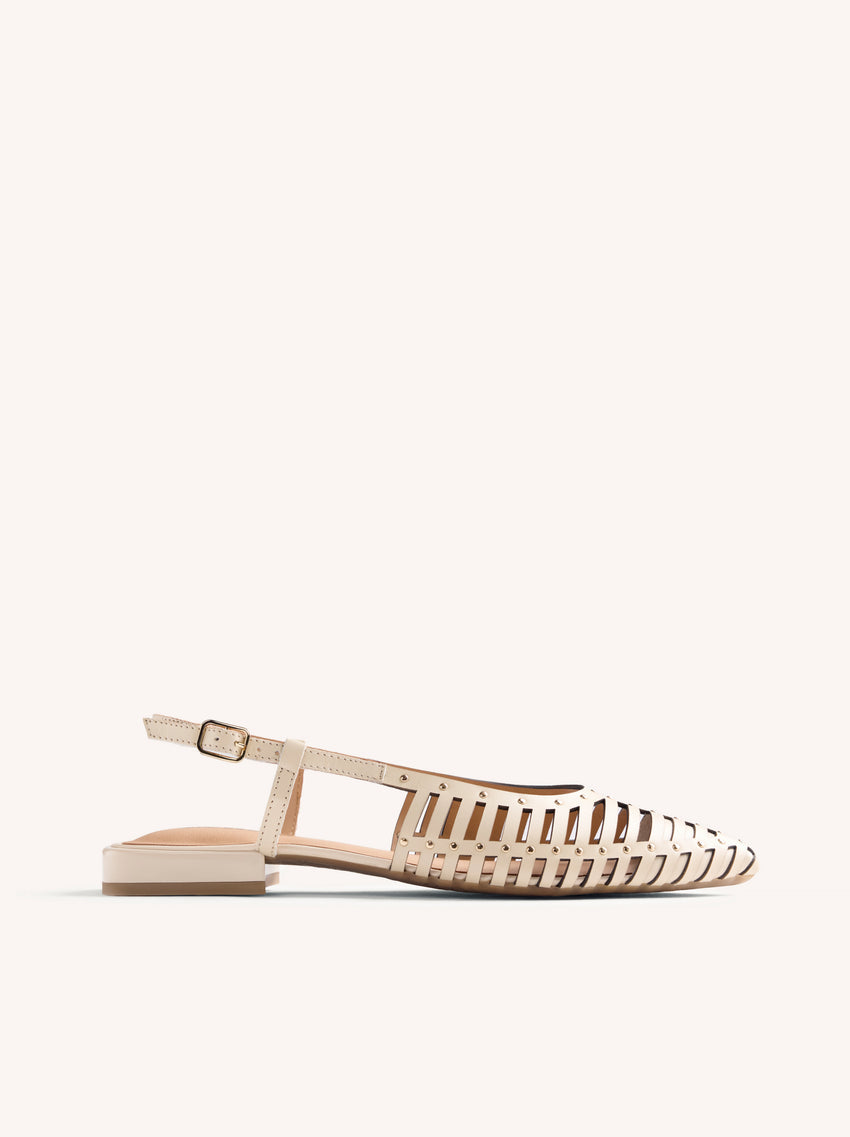 STUDDED LEATHER SLINGBACK BALLET FLATS JERICHO