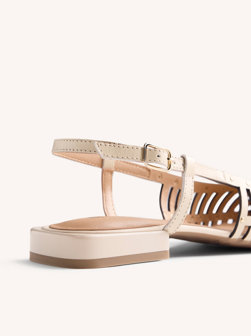 STUDDED LEATHER SLINGBACK BALLET FLATS JERICHO