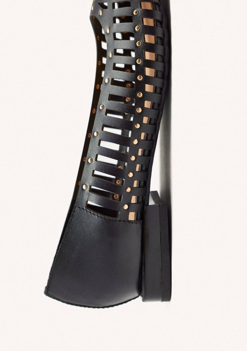 STUDDED LEATHER BALLET FLATS KENOSHA