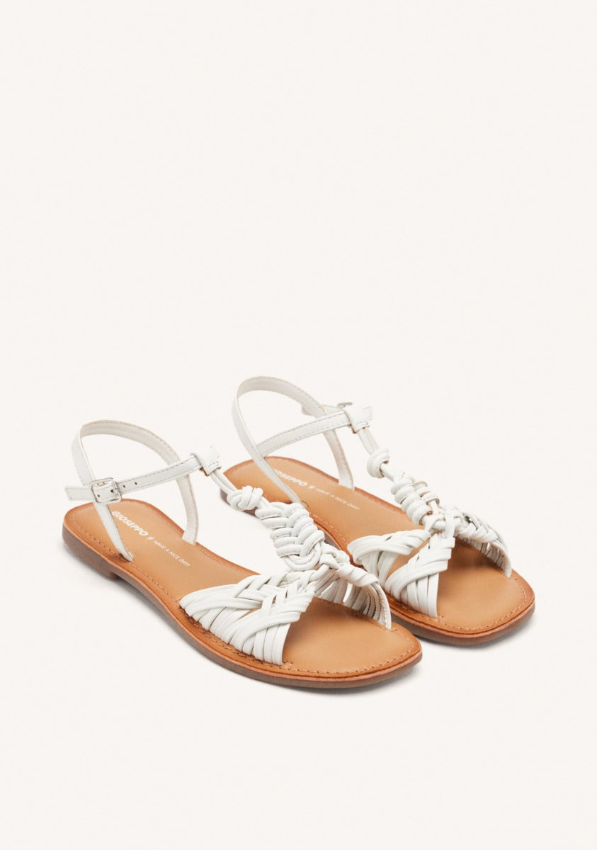KNOTTED LEATHER FLAT SANDALS WALDEN
