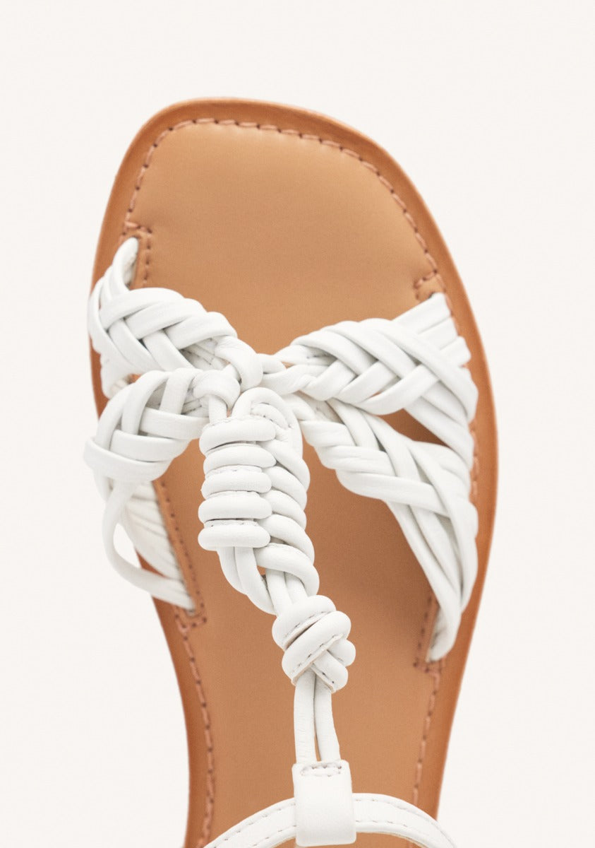 KNOTTED LEATHER FLAT SANDALS WALDEN