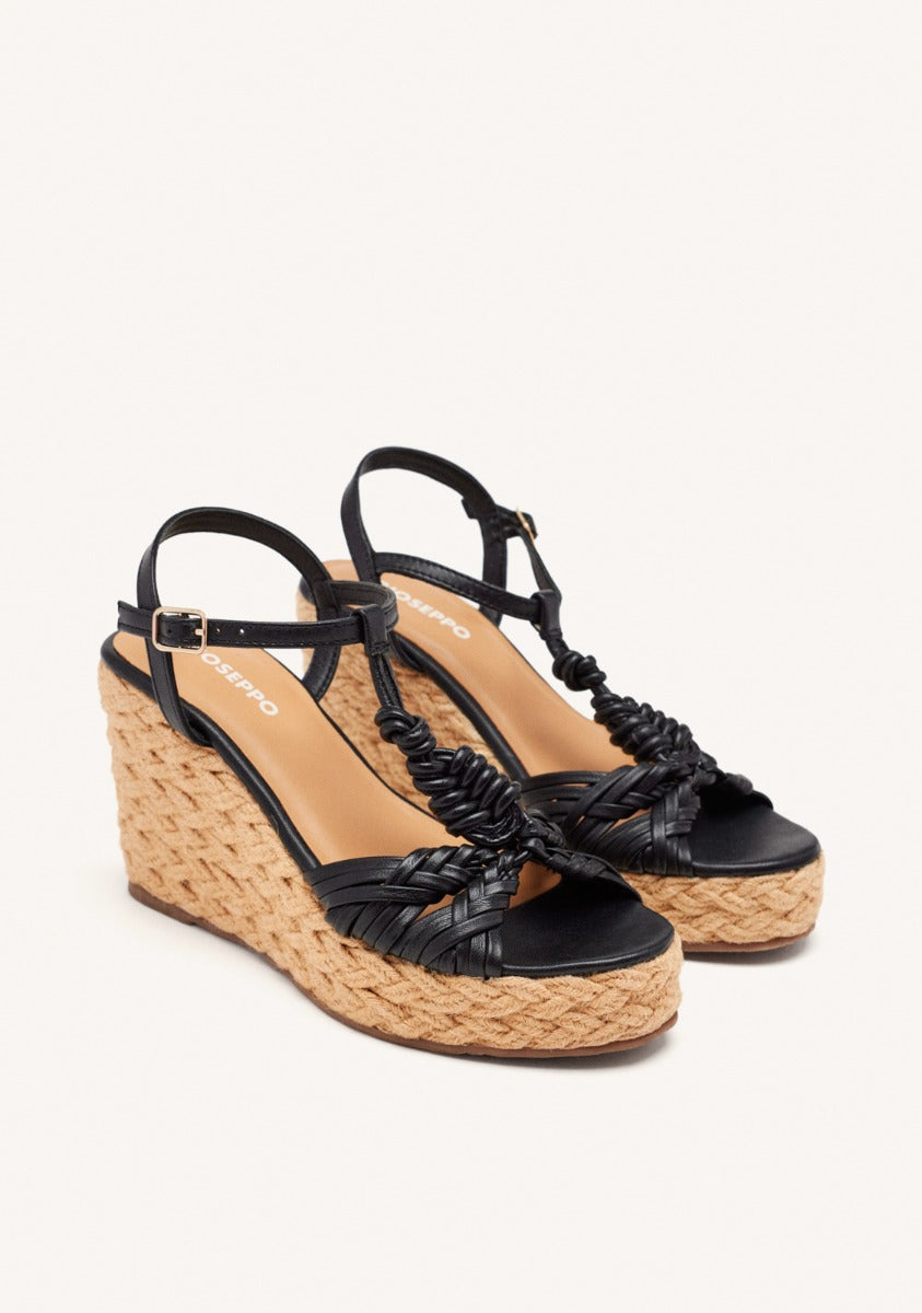 JUTE WEDGE LEATHER SANDALS CASTINE