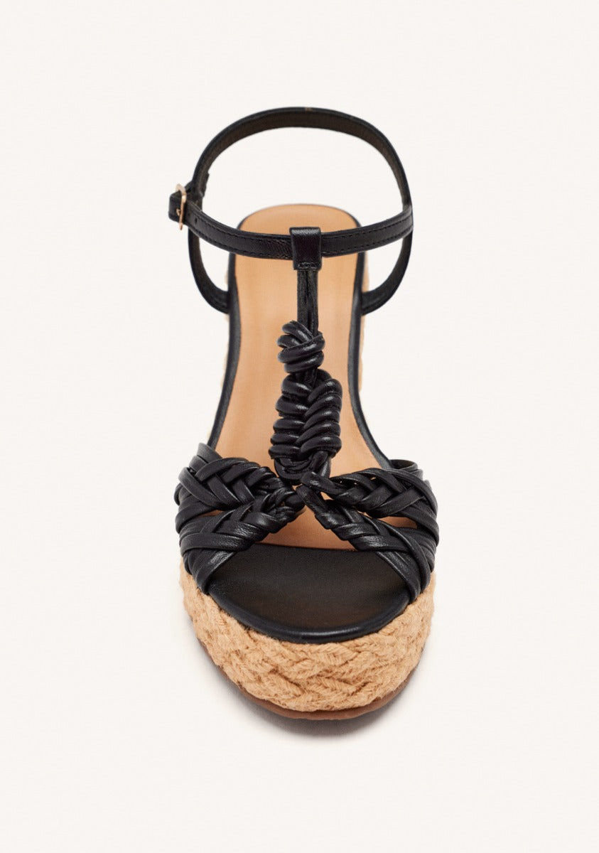 JUTE WEDGE LEATHER SANDALS CASTINE