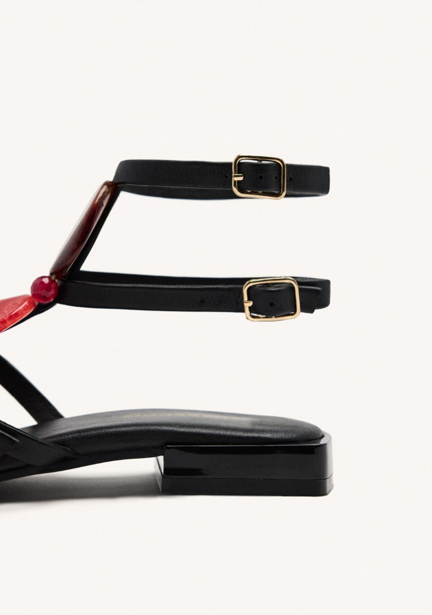 LEATHER FLAT SANDALS NORRIE