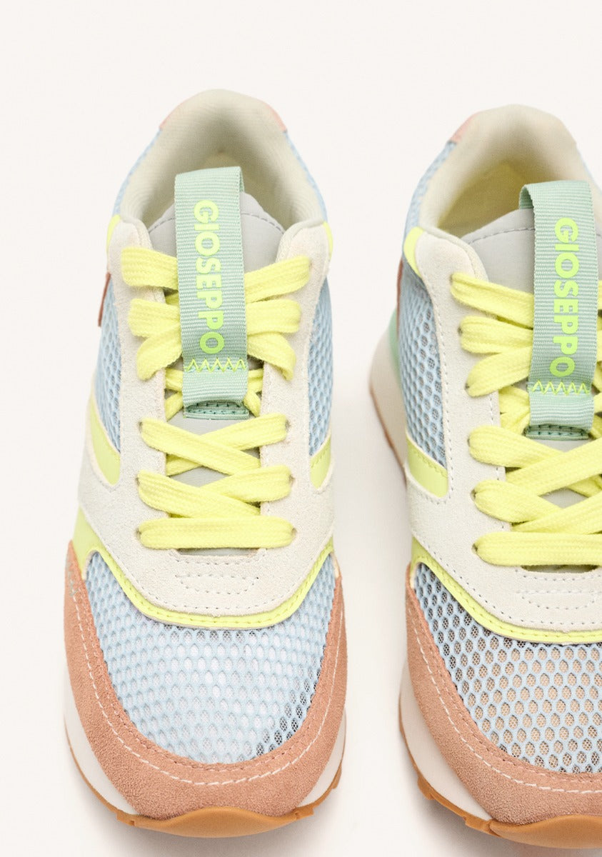 LEATHER AND MESH WEDGE SNEAKERS LARRABEE