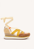 OPEN LEATHER WEDGE RAFFIA SNEAKERS LITTLETON