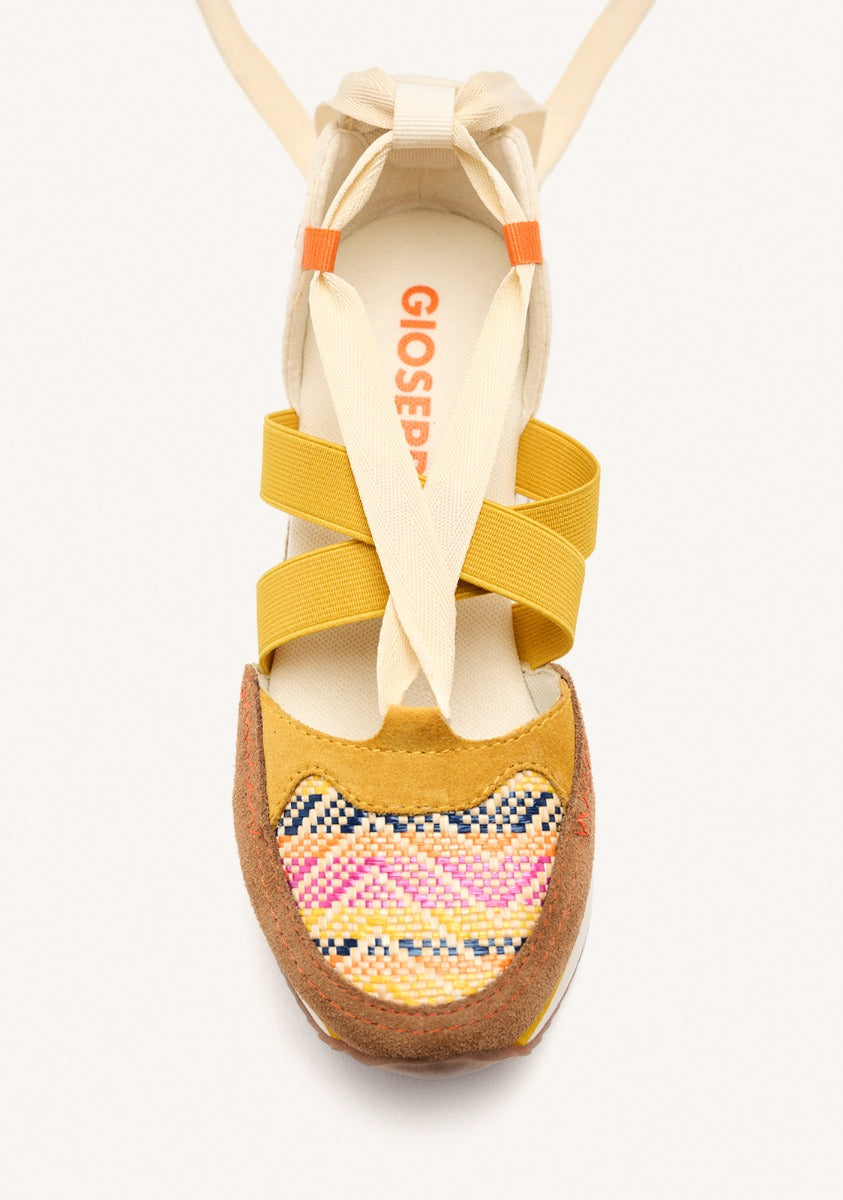 OPEN LEATHER WEDGE RAFFIA SNEAKERS LITTLETON