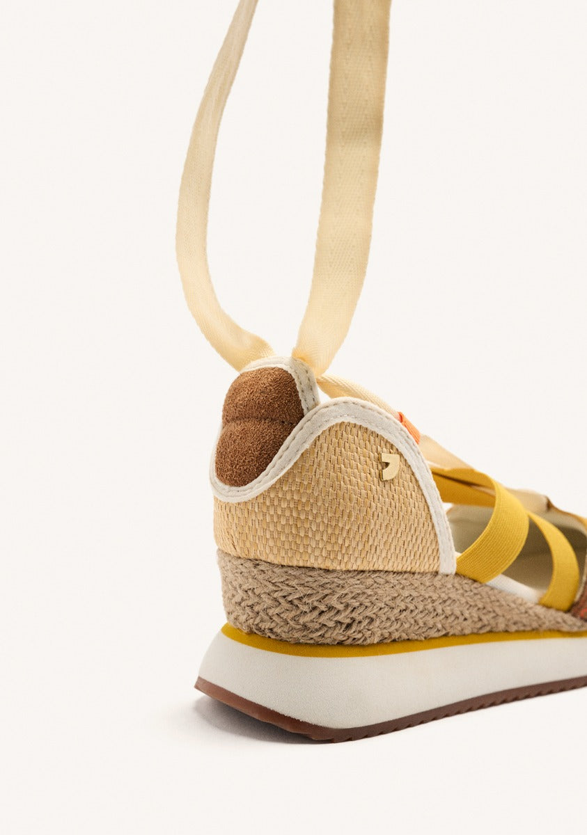 OPEN LEATHER WEDGE RAFFIA SNEAKERS LITTLETON