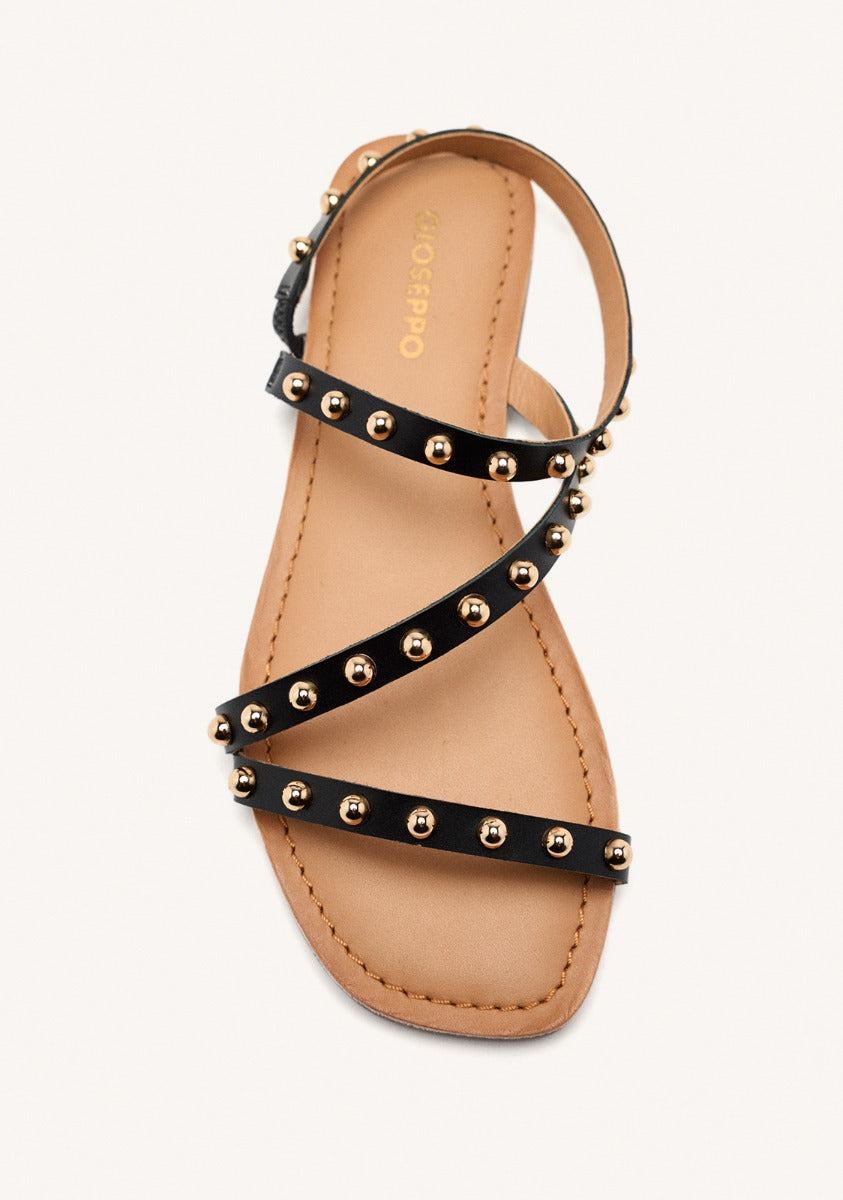 FLAT STUDDED LEATHER SANDALS NECEDAH