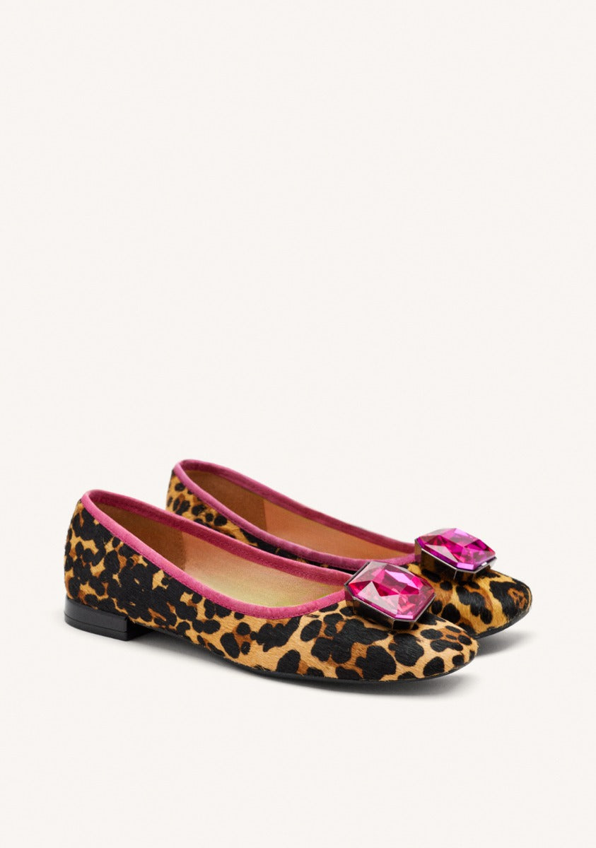 LEOPARD LEATHER BALLET FLATS CLYMAN