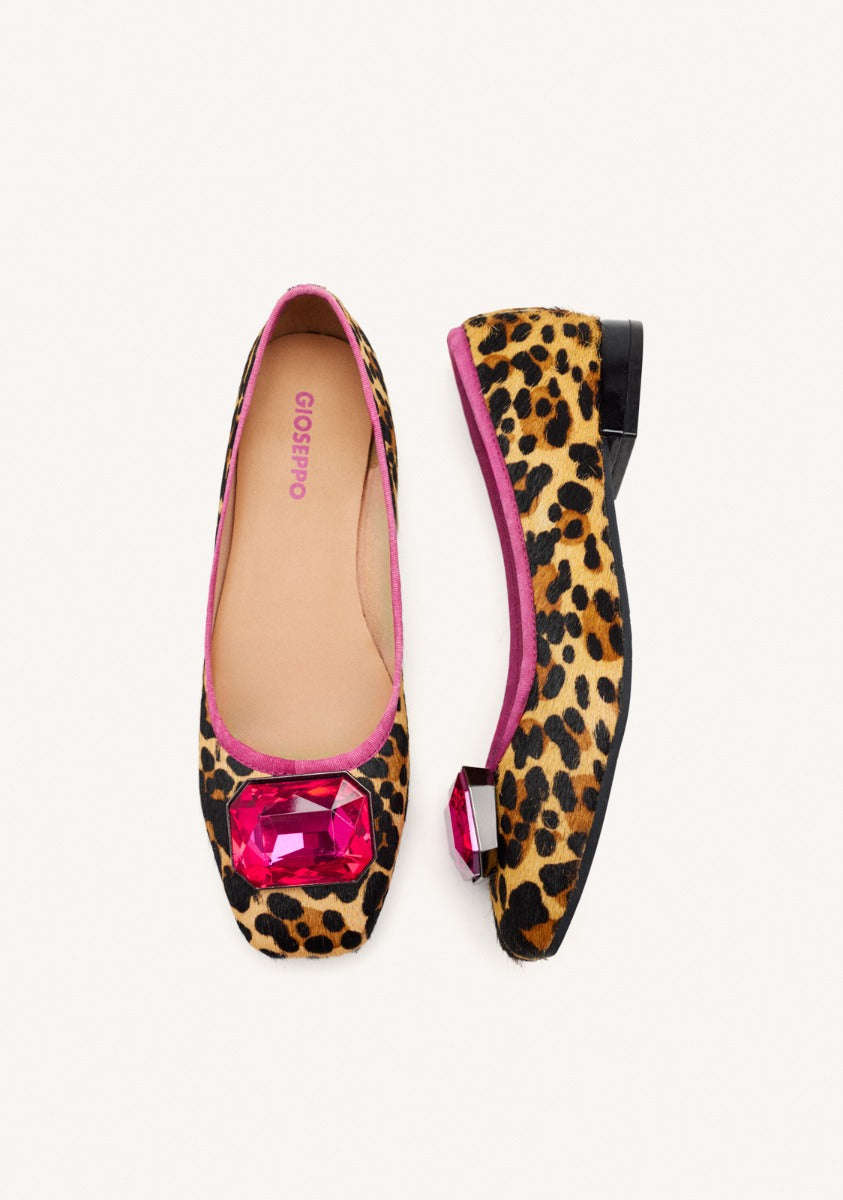 LEOPARD LEATHER BALLET FLATS CLYMAN
