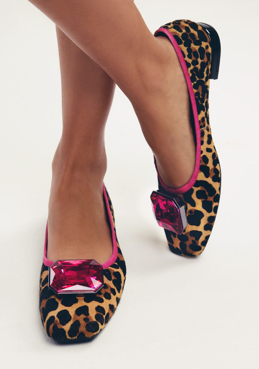LEOPARD LEATHER BALLET FLATS CLYMAN