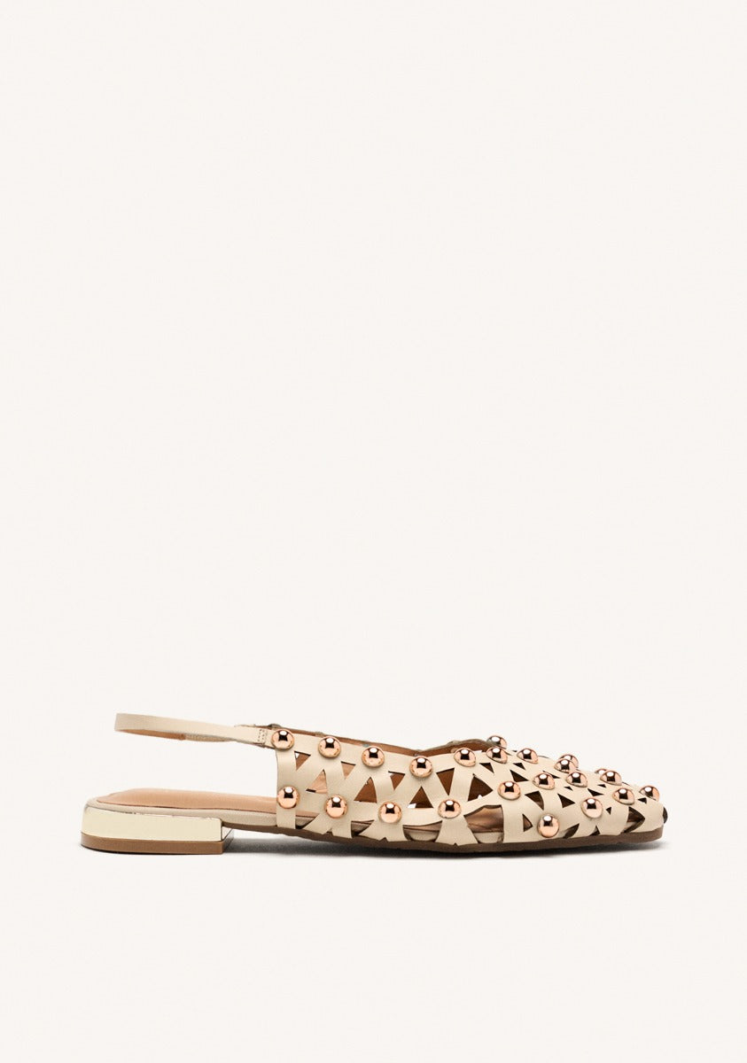 STUDDED LEATHER SLINGBACK BALLET FLATS CALAMUS