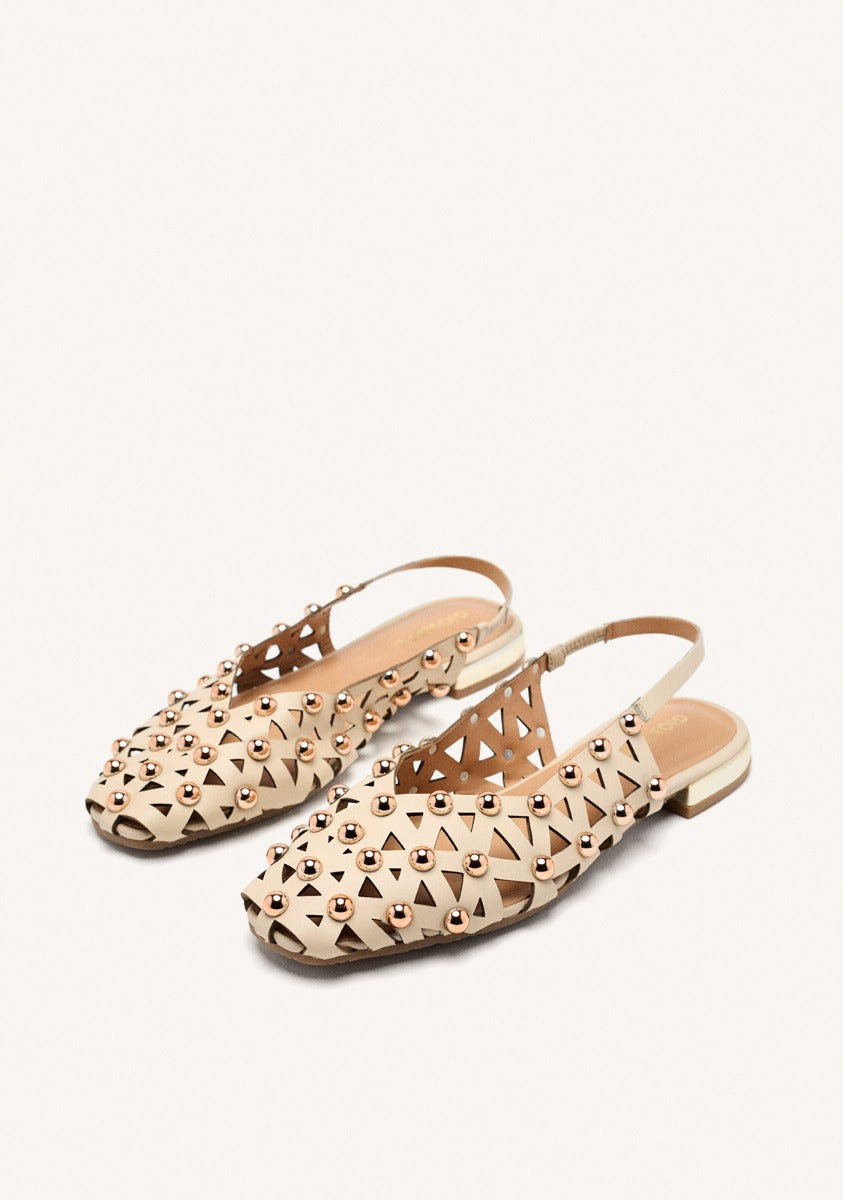 STUDDED LEATHER SLINGBACK BALLET FLATS CALAMUS