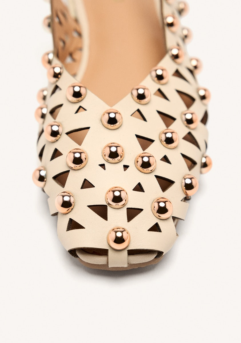 STUDDED LEATHER SLINGBACK BALLET FLATS CALAMUS